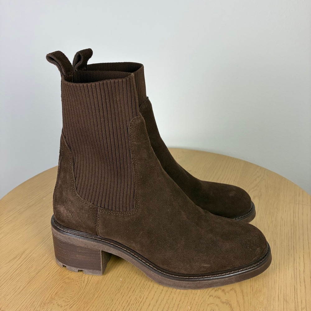 Steve Madden Kiley Suede Sock Chelsea Ankle Boots Lug Sole Women's 9.5 Fall